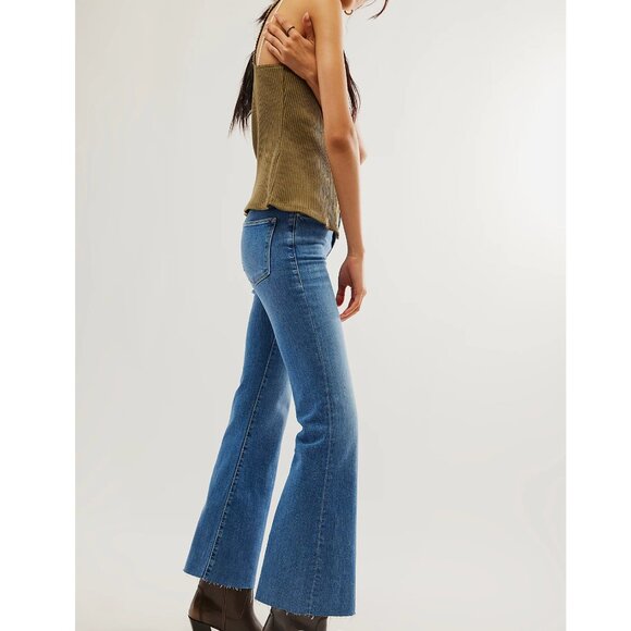 Free People FRAME Le Easy Flare Raw Fray Jeans Drizzle size 30 - Picture 3 of 4